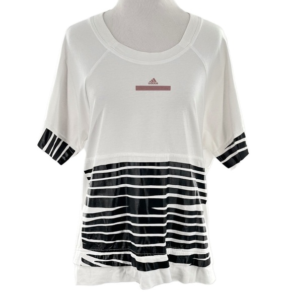 Stella McCartney for Adidas top XS white black organic cotton workout athletic